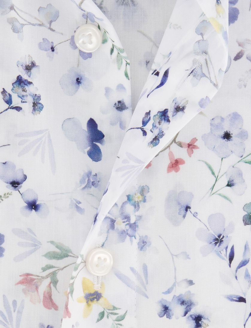 katoenen Olymp overhemd wit geprint strijkvrij normale fit