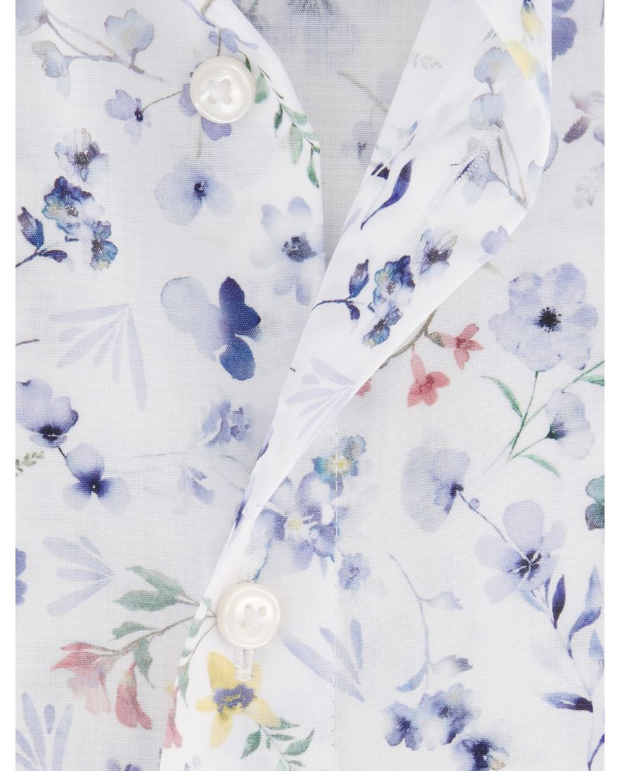 Olymp overhemd wit geprint strijkvrij normale fit katoen