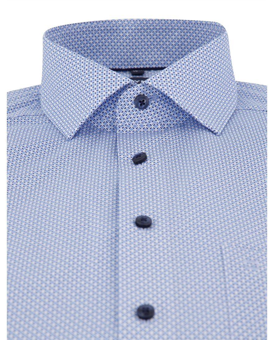 Olymp overhemd blauw modern fit strijkvrij borstzak