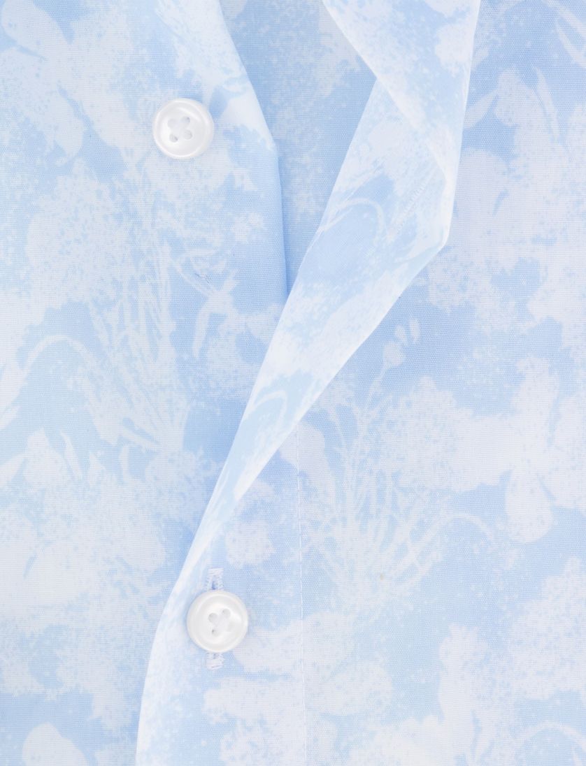 Olmyp overhemd lichtblauw geprint katoen normale fit