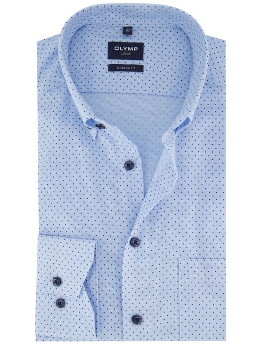 Olymp overhemd blauw geprint