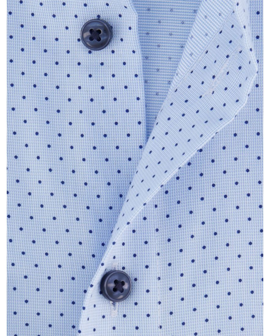 Olymp overhemd blauw geprint normale fit katoen strijkvrij