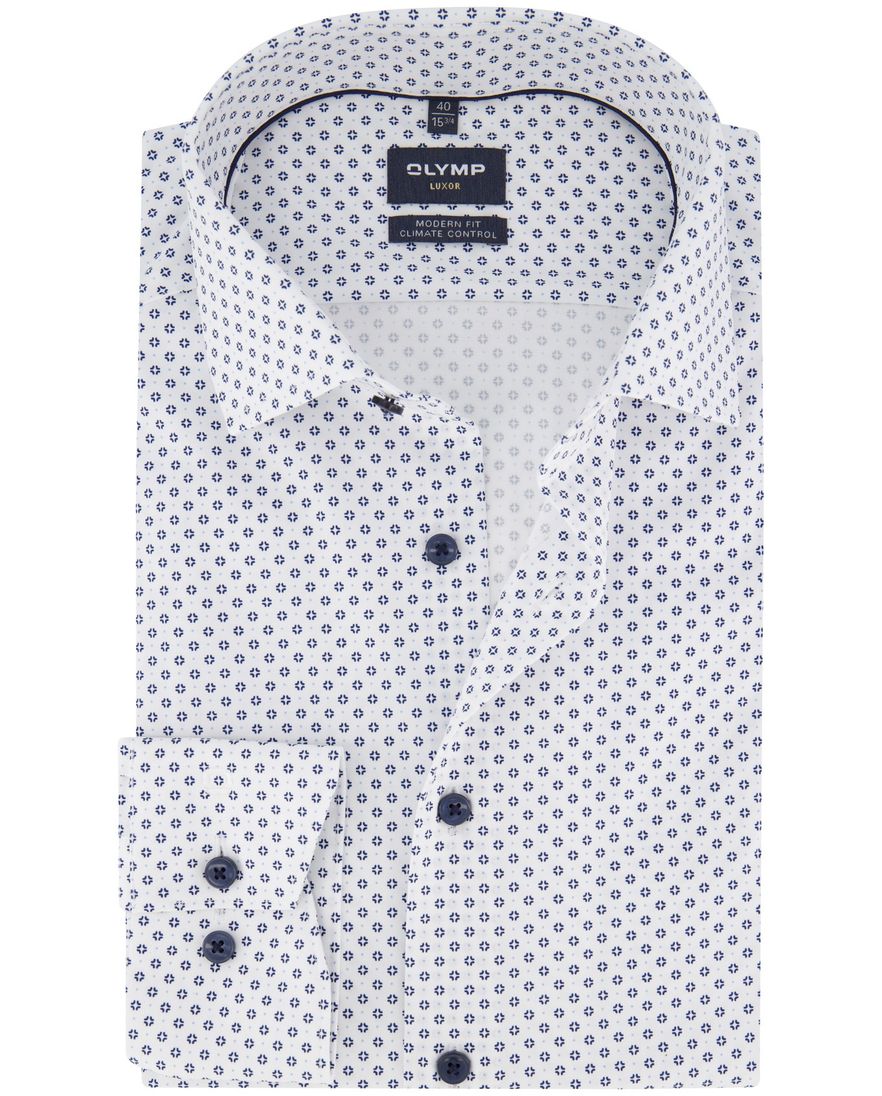 Olymp overhemd wit katoen normale fit geprint