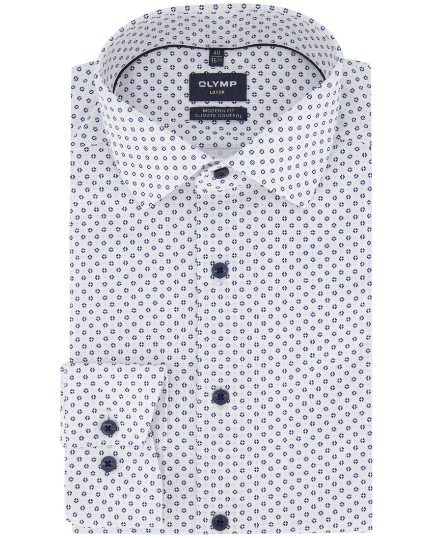 Olymp overhemd wit katoen normale fit geprint