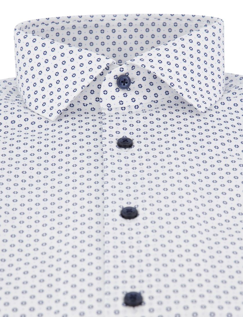 Olymp overhemd wit geprint katoenen normale fit