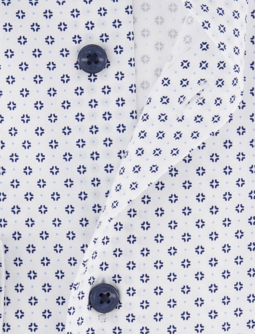 Olymp overhemd wit geprint katoenen normale fit