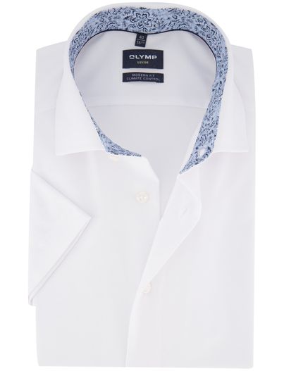 Olymp Olymp overhemd wit modern fit korte mouw effen
