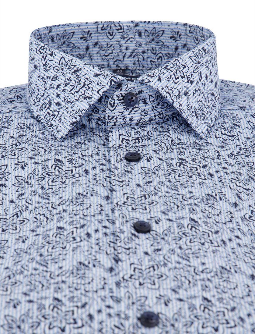 olymp overhemd lichtblauw modern fit geprint