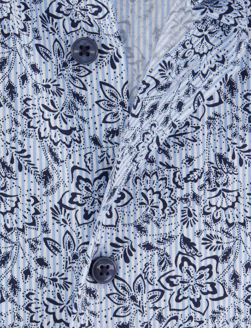 olymp overhemd lichtblauw modern fit geprint