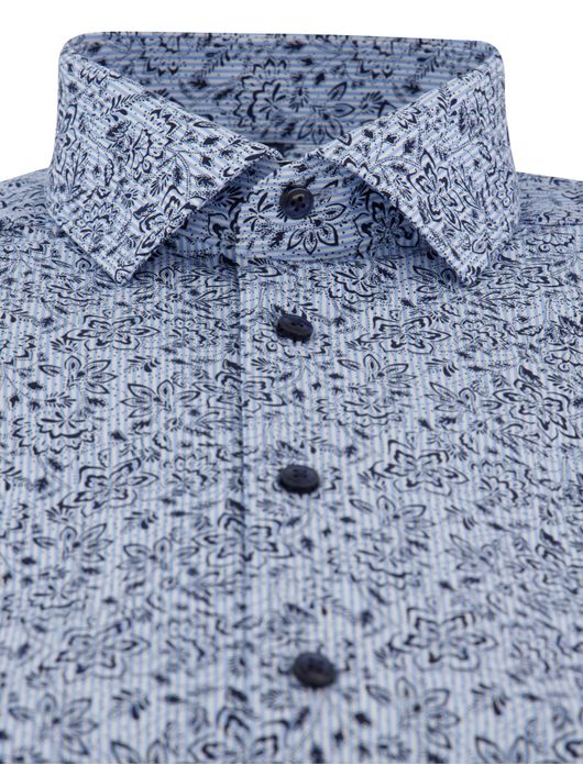Olymp overhemd blauw modern fit geprint