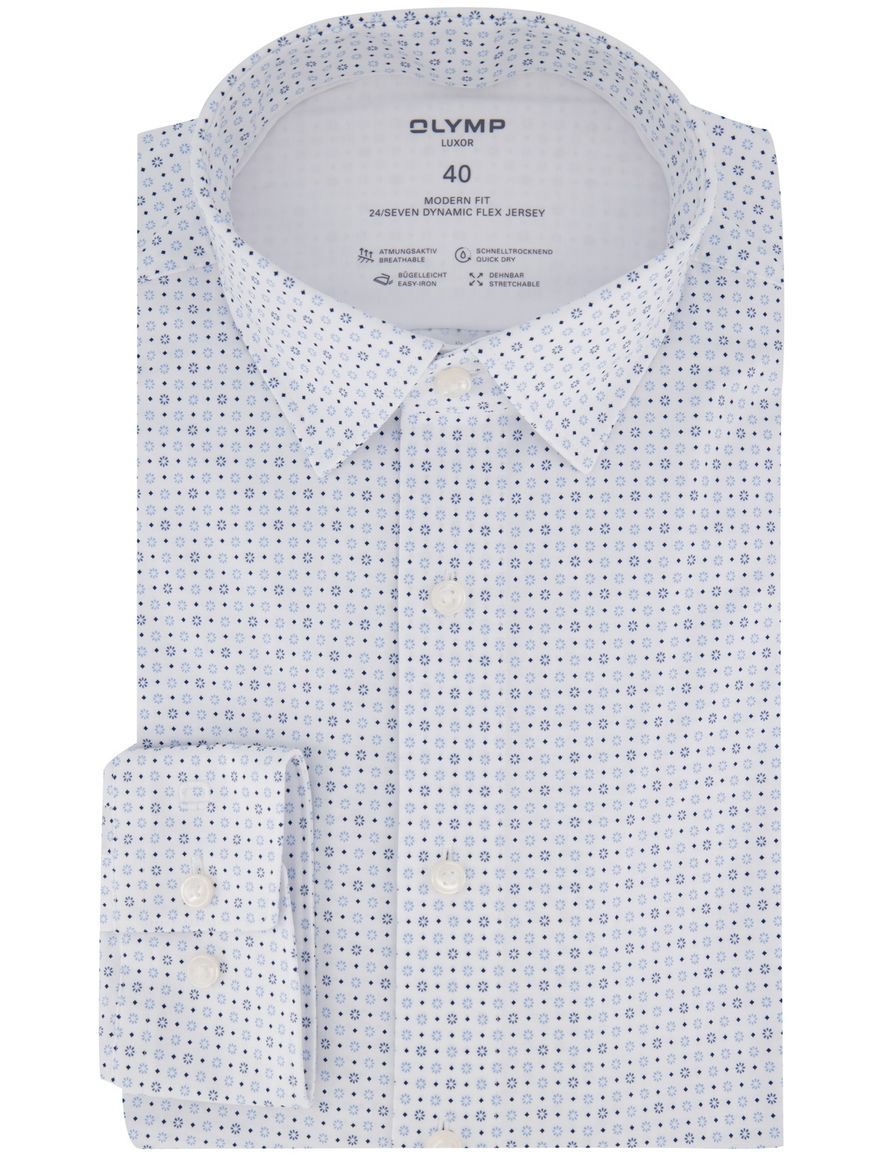 Olymp overhemd wit modern fit geprint