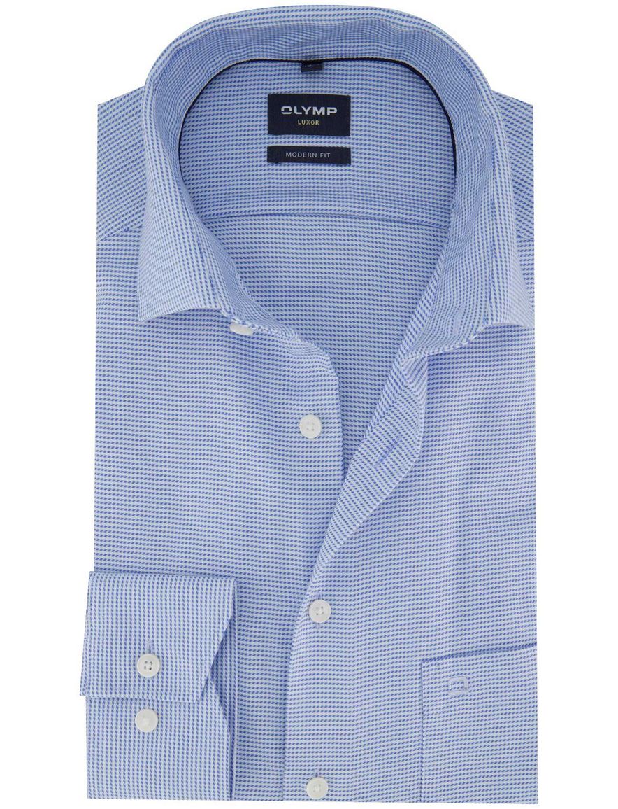 Olymp overhemd blauw geprint