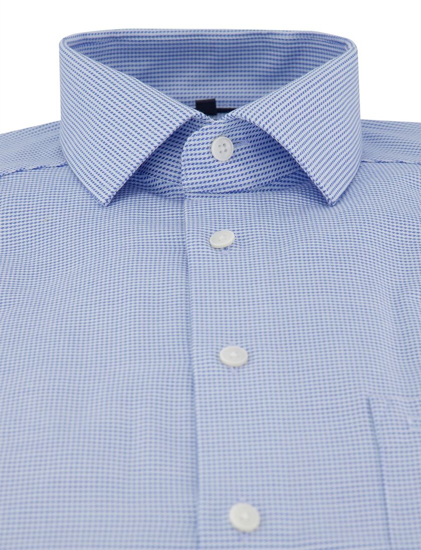 Olymp overhemd blauw print normale fit katoen strijkvrij