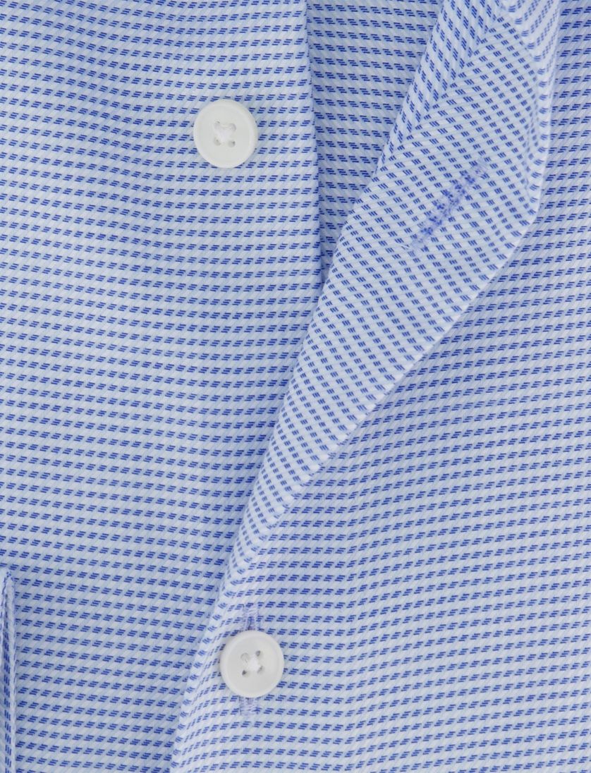 Olymp overhemd blauw print normale fit katoen strijkvrij