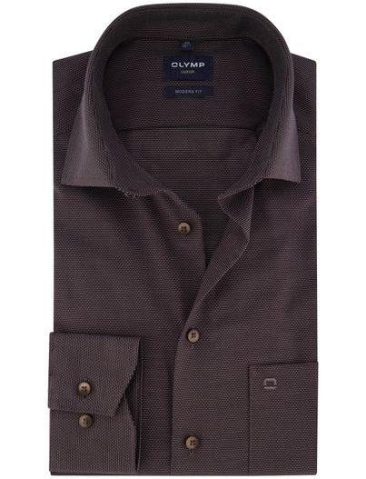 Olymp Olymp overhemd bruin modern fit