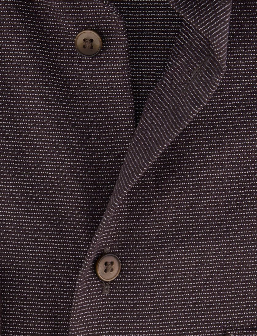 katoenen Olymp overhemd bruin geprint normale fit strijkvrij