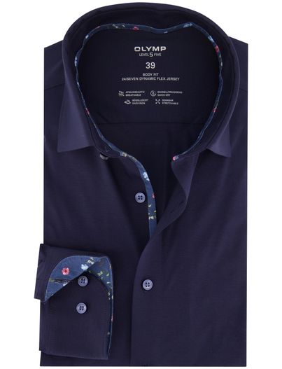 Olymp Olymp overhemd donkerblauw body fit effen