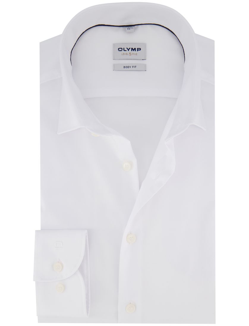 katoenen Olymp overhemd effen wit slim fit