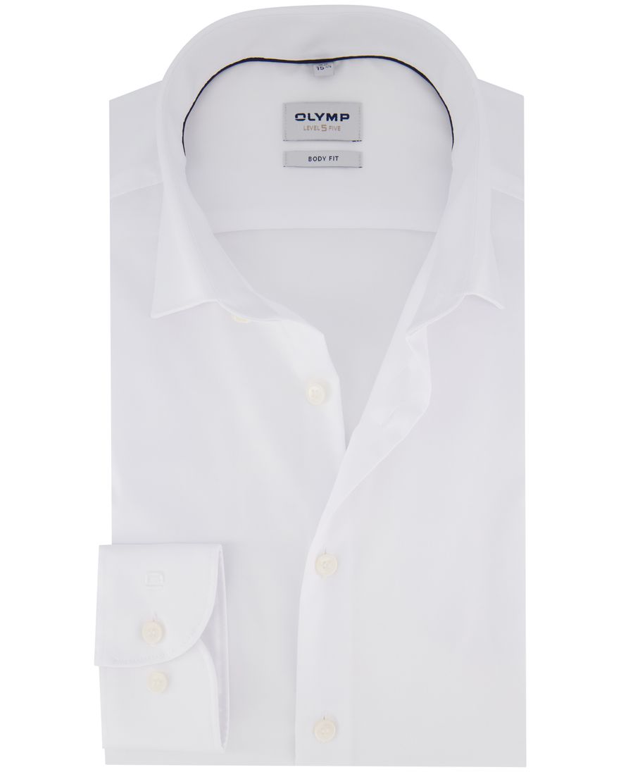 Olymp overhemd wit effen slim fit katoen