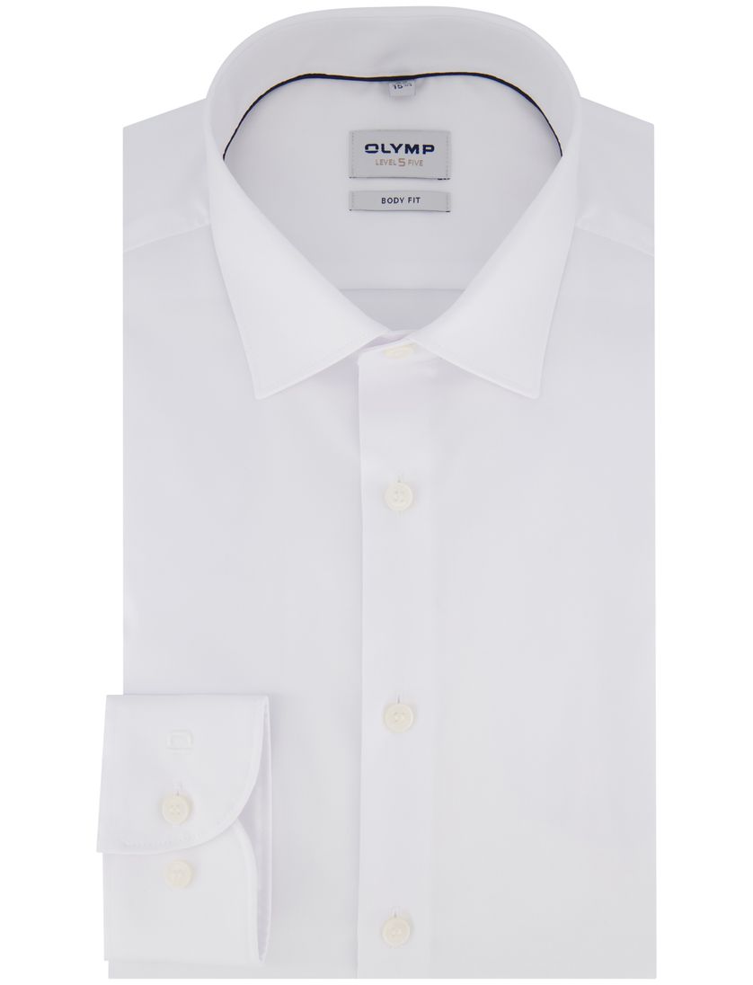 katoenen Olymp overhemd effen wit slim fit