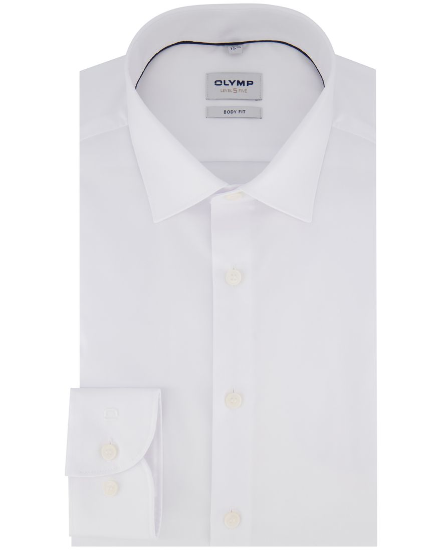 Olymp overhemd wit effen slim fit katoen