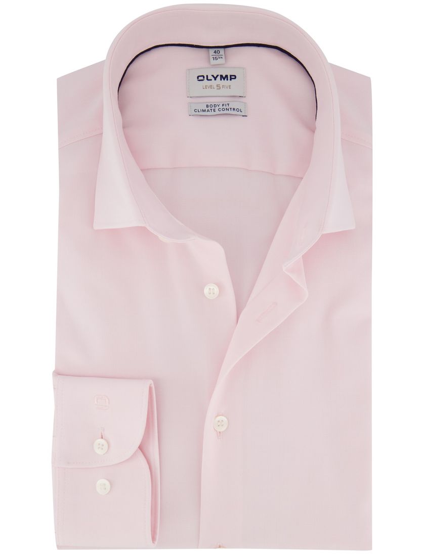 Olymp overhemd roze body fit semi-wide collar