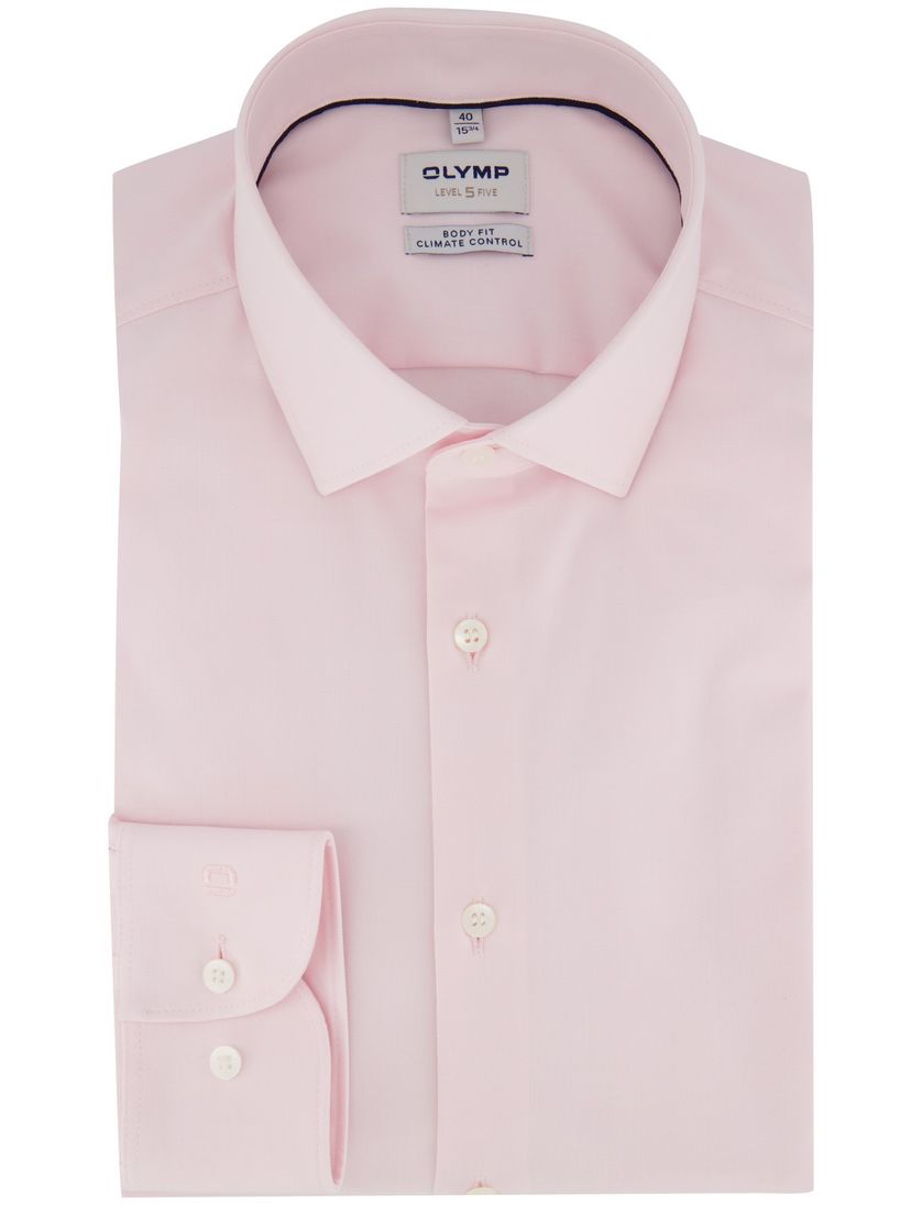 Olymp overhemd roze body fit semi-wide collar