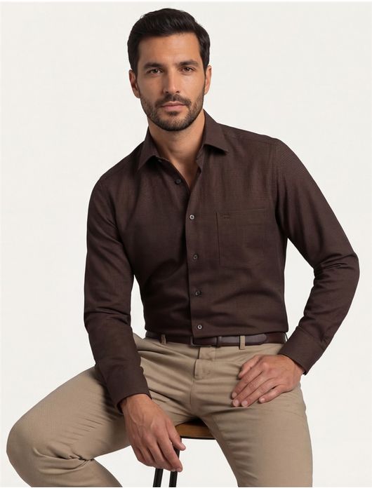 Olymp overhemd comfort fit bruin