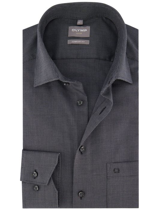 Olymp comfort fit overhemd grijs patroon