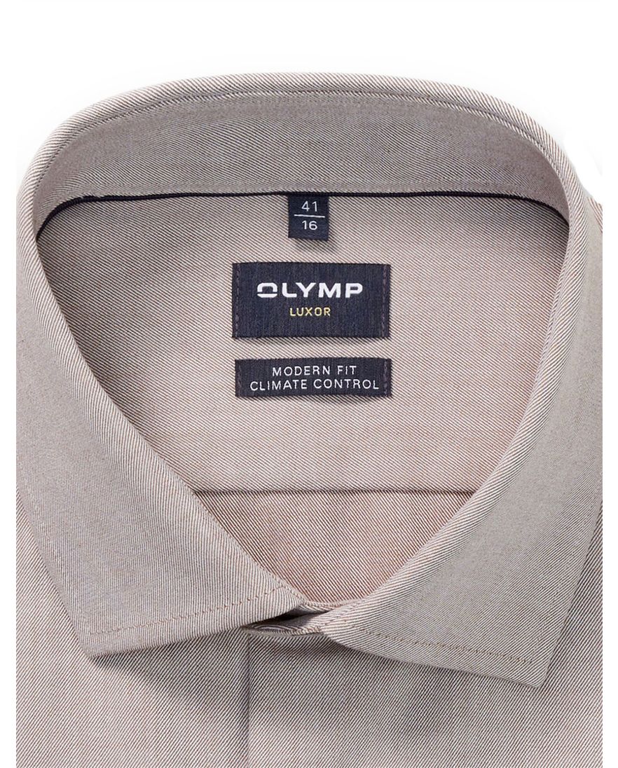 Olymp Luxor 24/7 modern fit business overhemd bruin