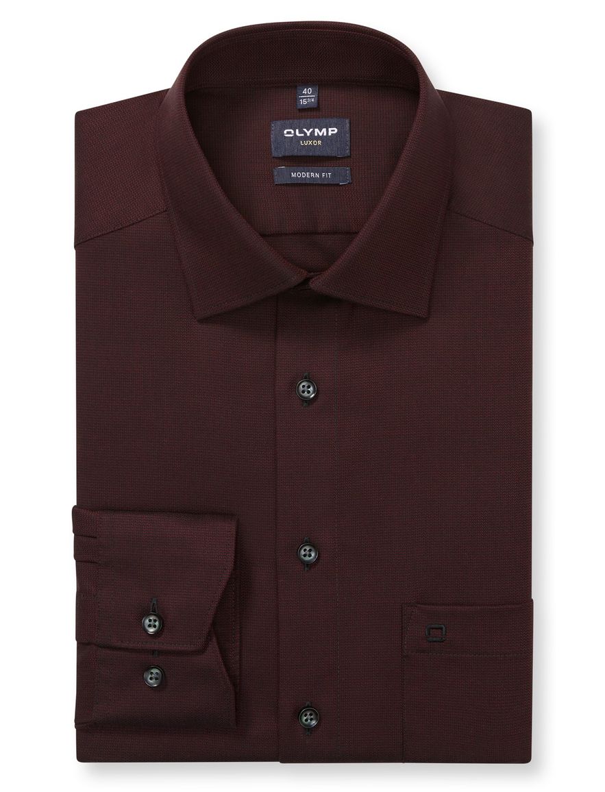 Olymp luxor modern fit overhemd bordeaux