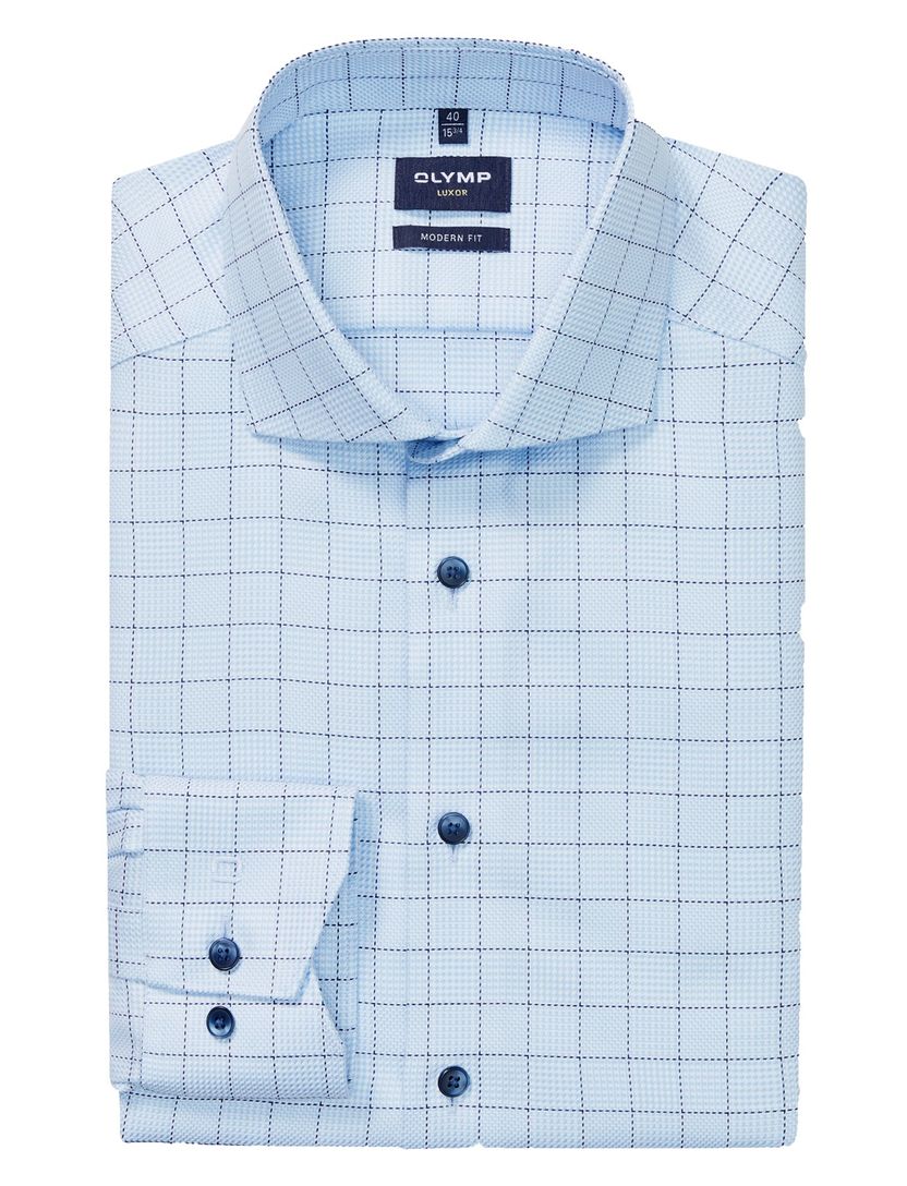 Olymp luxor modern fit overhemd print blauw
