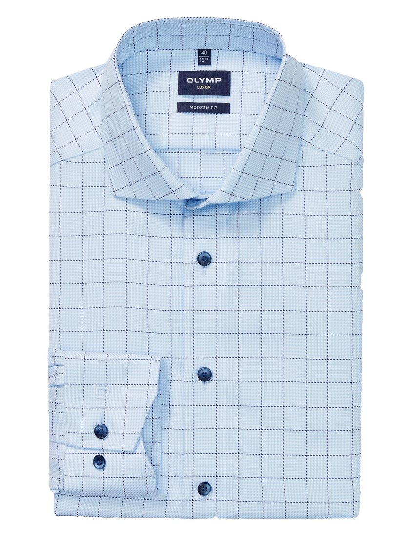 Olymp luxor modern fit overhemd print blauw