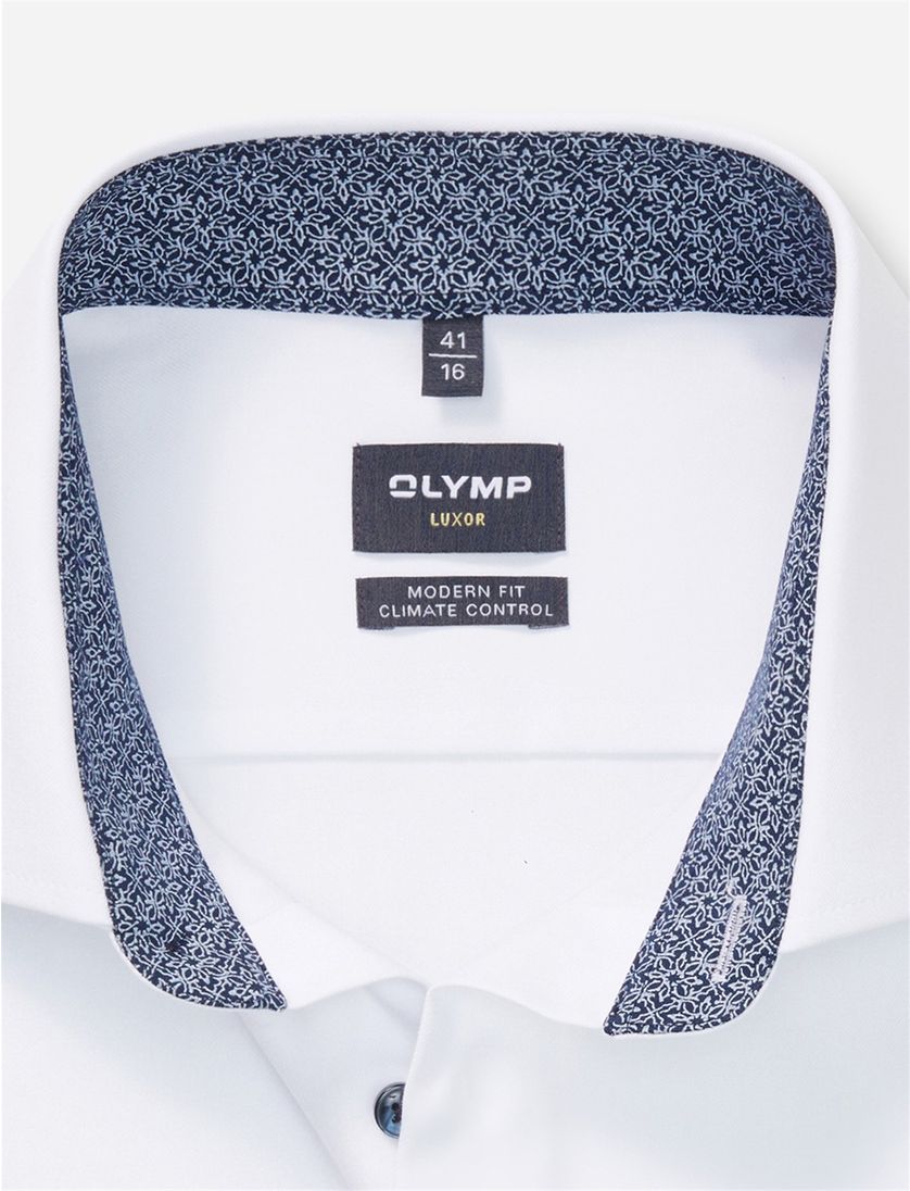 katoenen Olymp overhemd wit effen normale fit