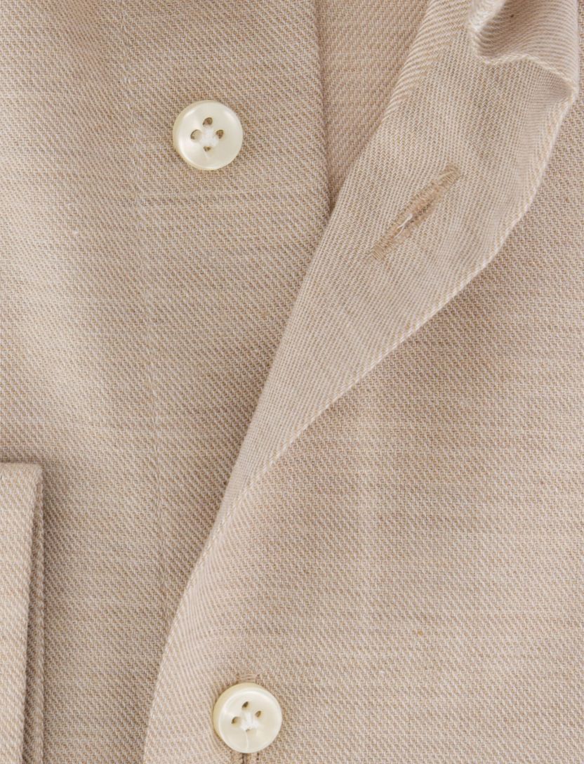 Thomas Maine overhemd beige gemêleerd wide collar