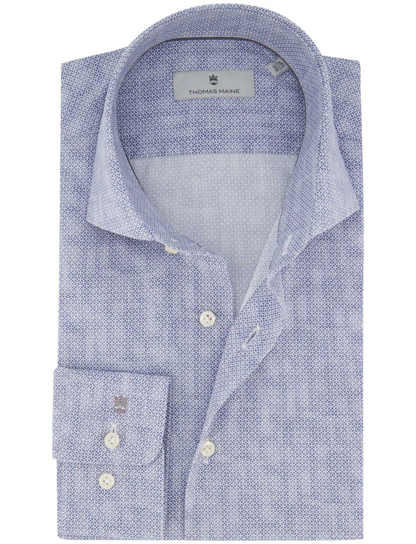 overhemd Thomas Maine blauw katoen geprint