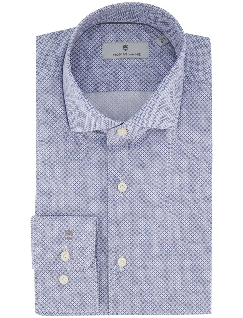 overhemd Thomas Maine blauw katoen geprint