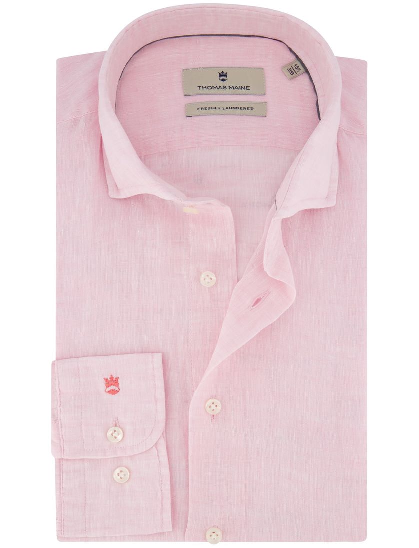 Thomas Maine overhemd linnen roze