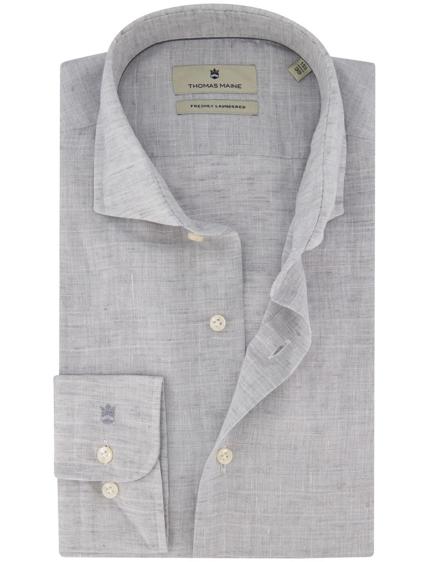 Thomas Maine overhemd linnen grijs