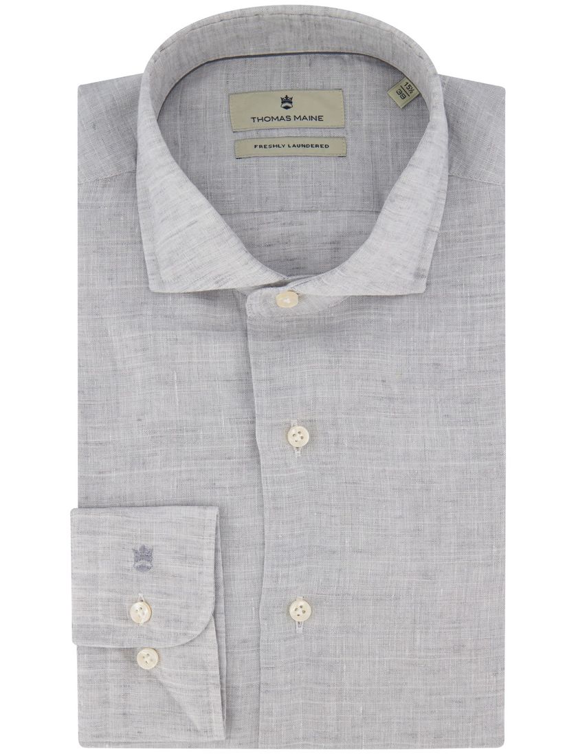 Thomas Maine overhemd linnen grijs