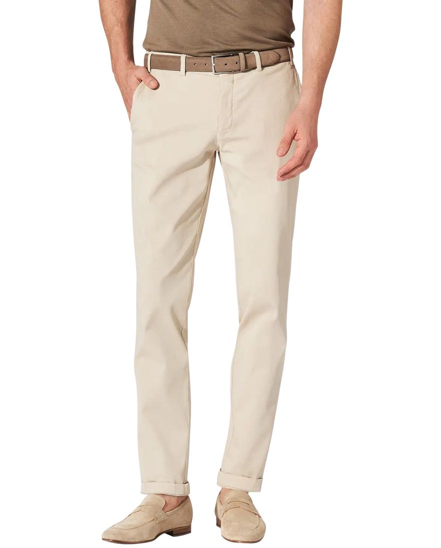 katoenen Hiltl Pantalon effen beige normale fit