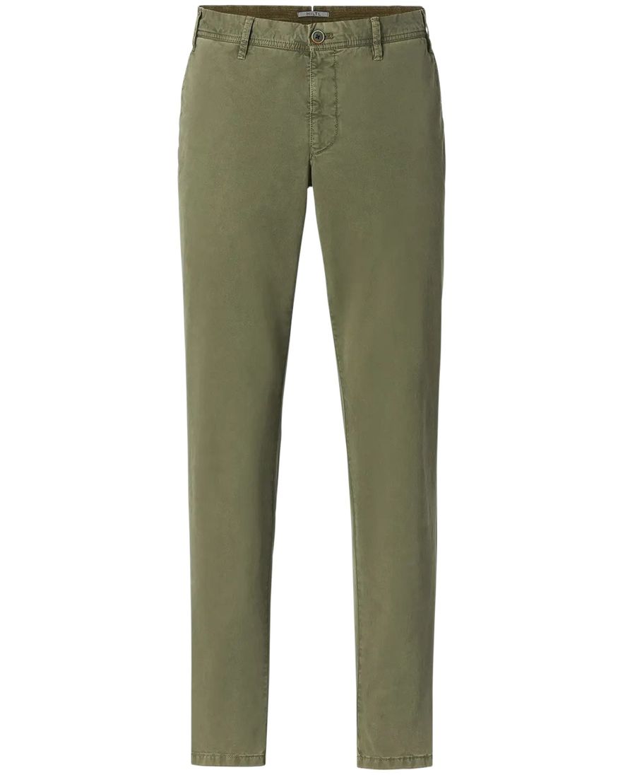 katoenen Hiltl Pantalon groen effen normale fit flatfront