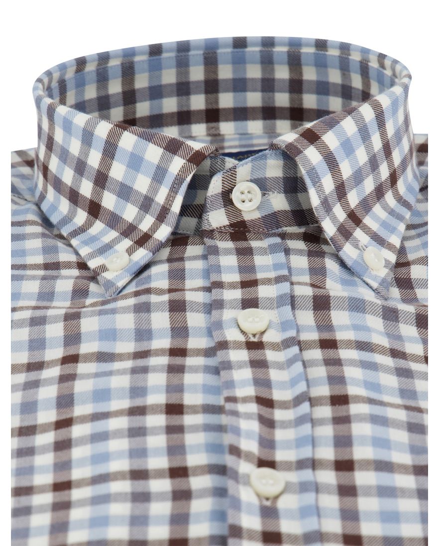 Paul & Shark overhemd bruin blauw geruit