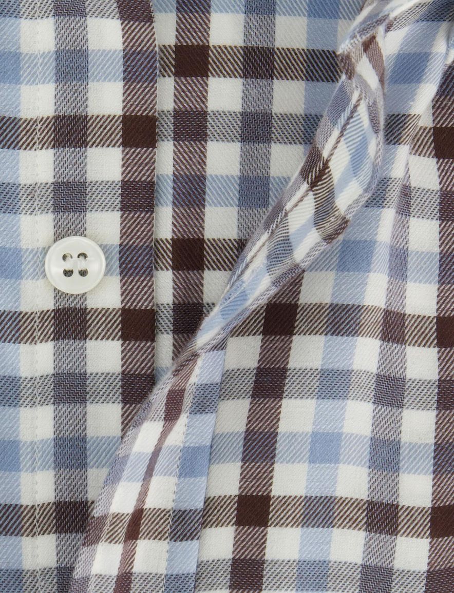 Paul & Shark overhemd bruin blauw geruit