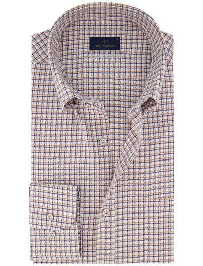 Paul & Shark Paul & Shark overhemd blauw geruit button-down collar