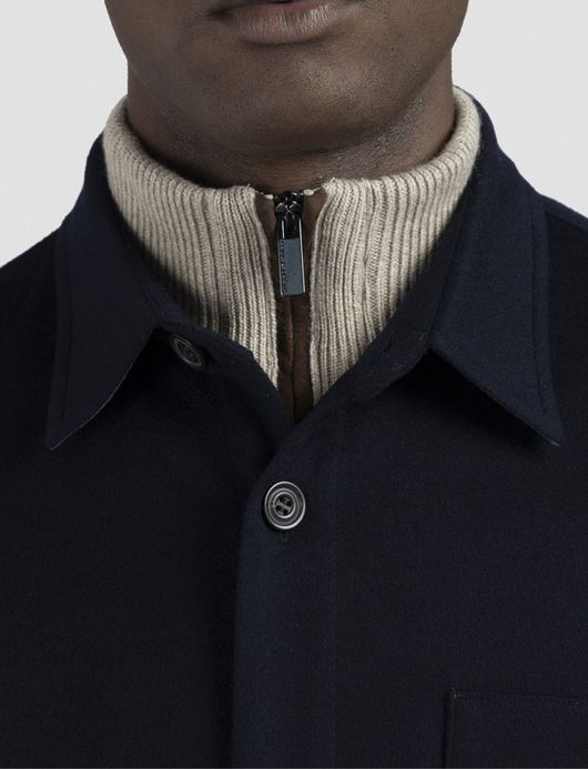 Paul & Shark overshirt donkerblauw kasjmier