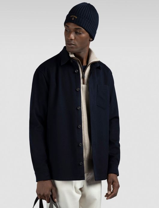 Paul & Shark overshirt donkerblauw kasjmier