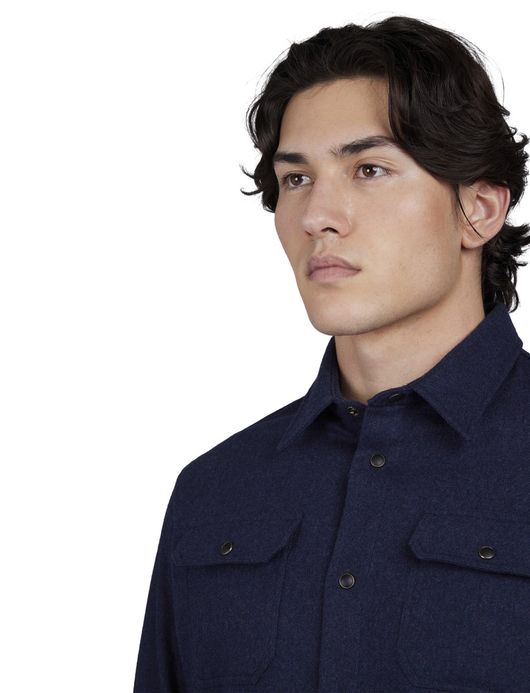 Paul & Shark overshirt donkerblauw wol