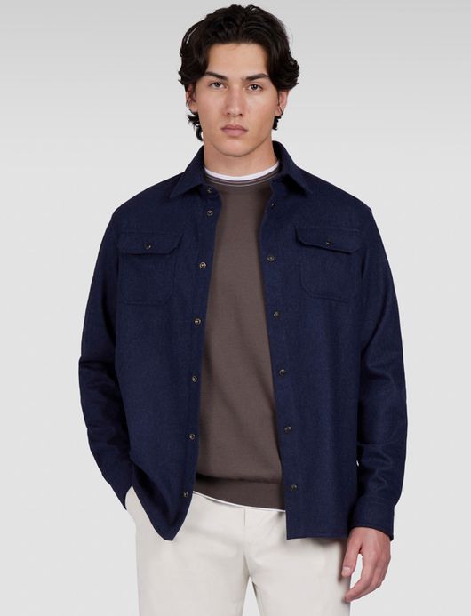 Paul & Shark overshirt donkerblauw wol