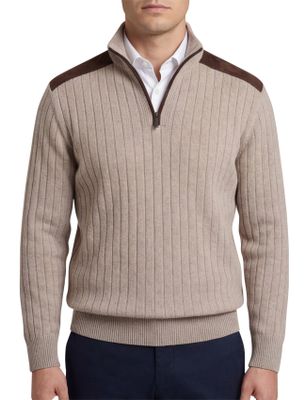 Paul & Shark Paul & Shark half zip beige trui wijde fit